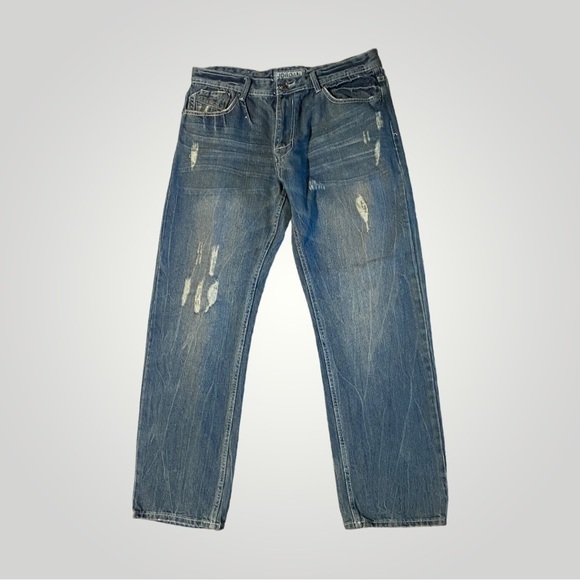 Jordan Craig Men’s Distressed  Blue Jeans Size 34x33 Studded Pocket - Picture 3 of 14